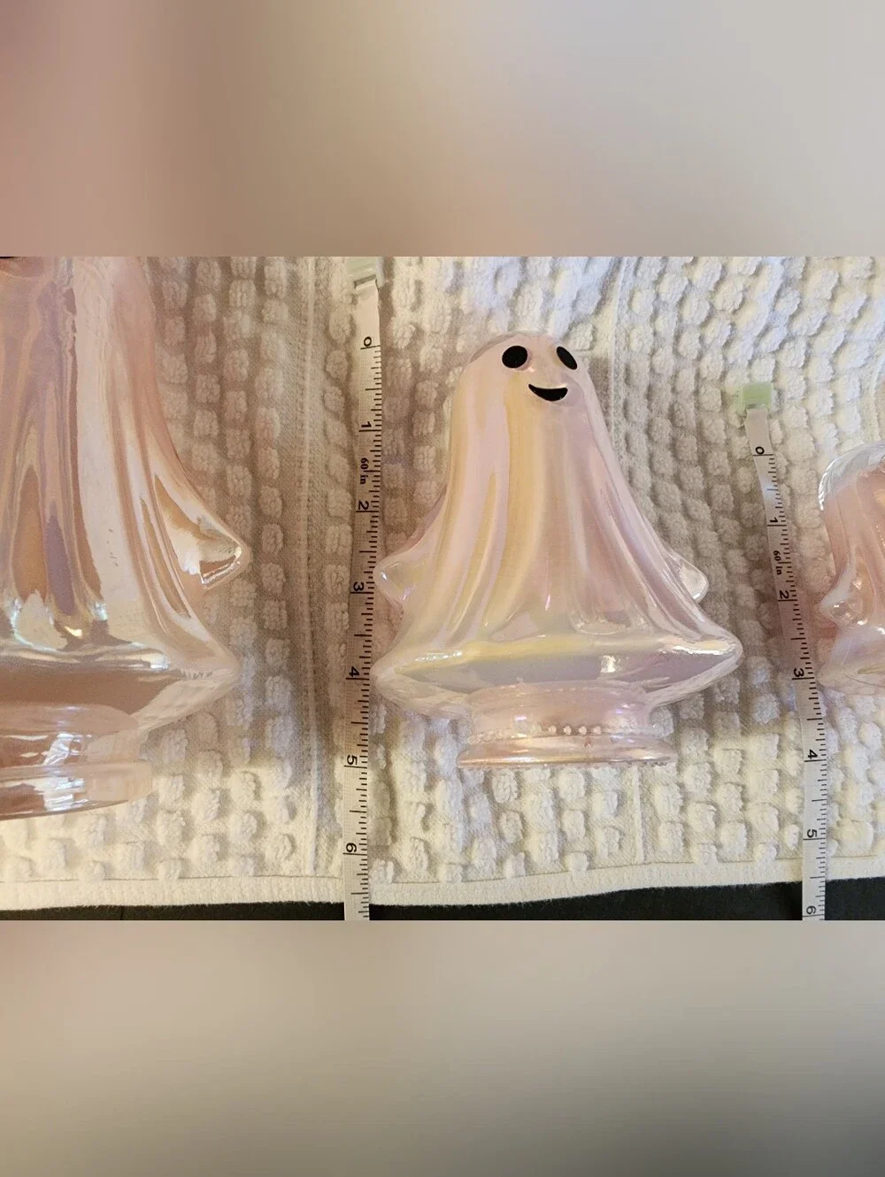 New, Set of 3 Ghost, Lite Pearl Pinkish Ceramic, Very Cute, Shimmery Iridescent